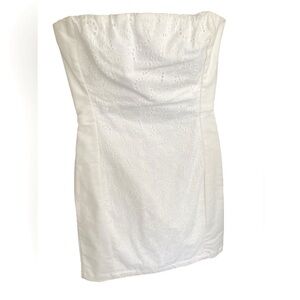 White Mini Dress Summer Eyelet Lace Short Size 4 Party Sexy Open Back Strapless